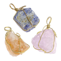 Natural Quartz Pendants, with Brass, plated, mixed - Approx 6mm 