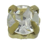 Garra cose en piedra, metal, Cuadrado, chapado, con diamantes de imitación, más colores para la opción, 7x7x5.2mm, agujero:aproximado 1mm, Vendido por UD
