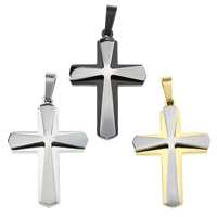 Colgantes de Cruces de acero inoxidable, chapado, más colores para la opción, 33x48x6.5mm, agujero:aproximado 5x10mm, Vendido por UD