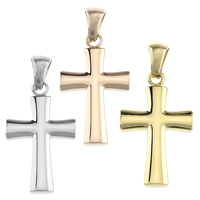 Colgantes de Cruces de acero inoxidable, chapado, más colores para la opción, 14x24x2mm, agujero:aproximado 3x5mm, Vendido por UD