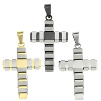 Colgantes de Cruces de acero inoxidable, chapado, más colores para la opción, 26x43x5mm, agujero:aproximado 4x7mm, Vendido por UD