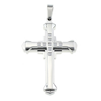 Stainless Steel Cross Pendants, with cubic zirconia, original color Approx 