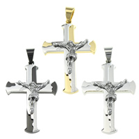 Stainless Steel Saint Pendant, Crucifix Cross, plated Approx 