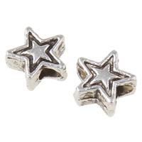 Zink Legierung Sterne Perlen, Zinklegierung, plattiert, keine, frei von Blei & Kadmium, 5x5x2mm, Bohrung:ca. 1mm, ca. 9091PCs/kg, verkauft von kg