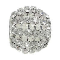 Ball Rhinestone Spacer, Brass, Drum, plated, with rhinestone & large hole & hollow Approx 7mm 