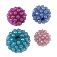 Resin Jewelry Beads, Clay Pave, with Resin Pearl, Round & half-drilled Approx 1mm 