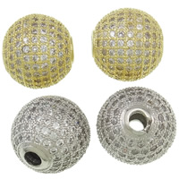 Cubic Zirconia Micro Pave Brass Beads, Round, plated, micro pave cubic zirconia 12mm Approx 2mm 