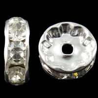 Wave Rondelle Rhinestone Spacer, Brass, Flat Round, plated, with rhinestone nickel, lead & cadmium free Approx 2mm 