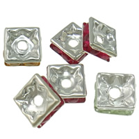 Square Rhinestone Spacer, Brass, Squaredelle, silver color plated, with rhinestone nickel, lead & cadmium free Approx 1mm 