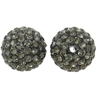 Strass Ton befestigte Perlen, rund, mit 130 Stück Strass, grau, 14mm, Bohrung:ca. 1.5mm, verkauft von PC