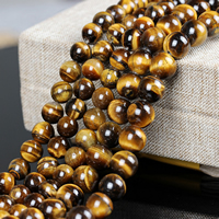 Tiger Eye Beads, Round, natural yellow, Grade AB Approx 15 Inch 