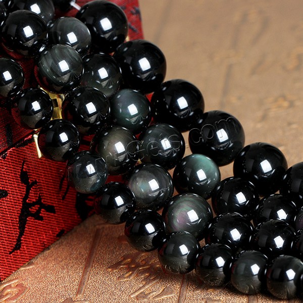 Natural Black Obsidian Beads, Round, different size for choice, Grade A, Length:Approx 15 Inch, Sold By Strand