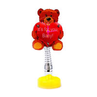 Table Watch Decoration, PC Plastic, with Zinc Alloy, Bear, platinum color plated, with letter pattern, red, approx 140mm 