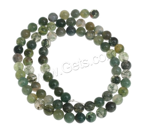 Natürliche Moosachat Perlen, Moos Achat, rund, verschiedene Größen vorhanden, Bohrung:ca. 1mm, Länge:ca. 15.7 ZollInch, verkauft von Strang