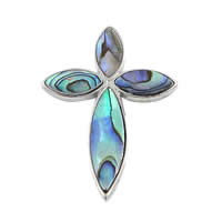 Abalone Shell Pendants, Brass, with Abalone Shell, Cross, platinum color plated Approx 2.5mm 