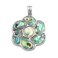Abalone Shell Pendants, Brass, with Abalone Shell, Flower, platinum color plated Approx 