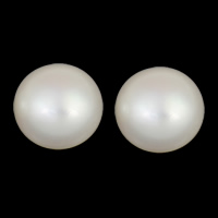 Perles nacres de culture d'eau douce demi percées , perle d'eau douce cultivée, dôme, naturel, semi-foré, blanc, grade AAA, 10.5-11mm Environ 0.8mm Vendu par sac