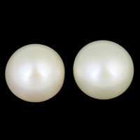 Perles nacres de culture d'eau douce demi percées , perle d'eau douce cultivée, dôme, naturel, semi-foré, blanc, grade AAA, 7-7.5mm Environ 0.8mm Vendu par sac