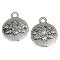 Zinc Alloy Flat Round Pendants, plated, with flower pattern lead & cadmium free Approx 2mm, Approx 