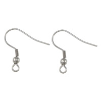 Brass Hook Earwire, platinum color plated, with loop 0.6mm Approx 2mm 