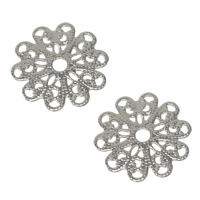 Filigree Brass Stampings, Flower, platinum color plated Approx 2mm 