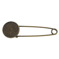 Messing Brosche Zubehör, antike Bronzefarbe plattiert, 70x22x7mm, Innendurchmesser:ca. 20mm, verkauft von PC