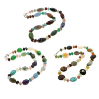 Gemstone Necklaces, zinc alloy lobster clasp, natural, mixed, 5-18 Approx 17 Inch 