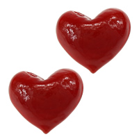 Lampwork Beads, Heart, no hole, red 