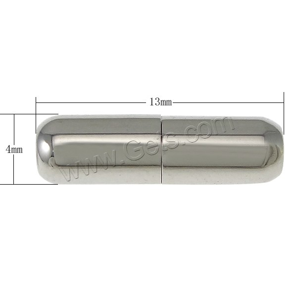 Runder Edelstahl Magnetverschluss, Rohr, plattiert, Kundenindividuell, keine, 13x4mm, Bohrung:ca. 2mm, verkauft von PC
