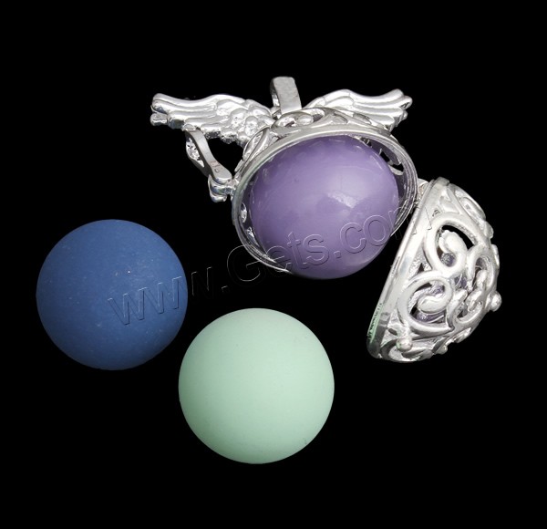 Bola Ball Anhänger, Messing, mit Messingglocke, rund, plattiert, mit Bemaltung & hohl, keine, frei von Nickel, Blei & Kadmium, 31x31x21mm, Bohrung:ca. 3x7mm, verkauft von PC