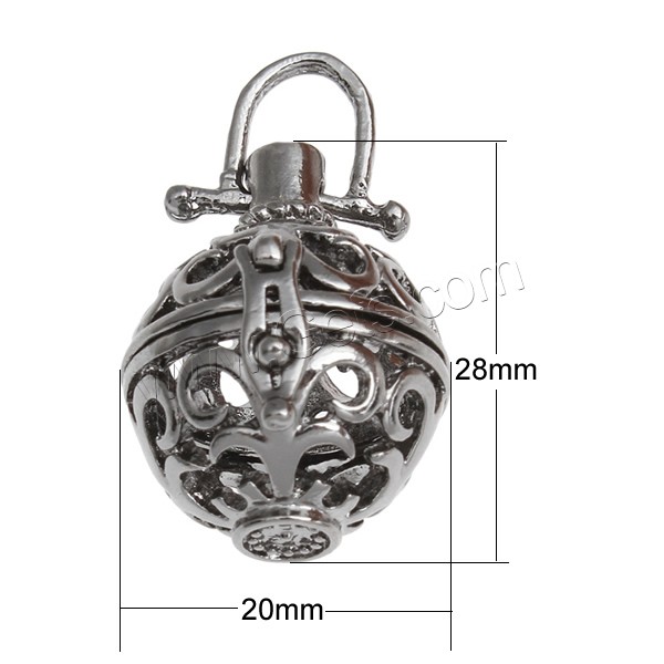Pregnant Ball Locket Pendant, Brass, with brass bell, Round, plated, with painted & with rhinestone & hollow, more colors for choice, nickel, lead & cadmium free, 20x28x25mm, Hole:Approx 5x3mm, Sold By PC
