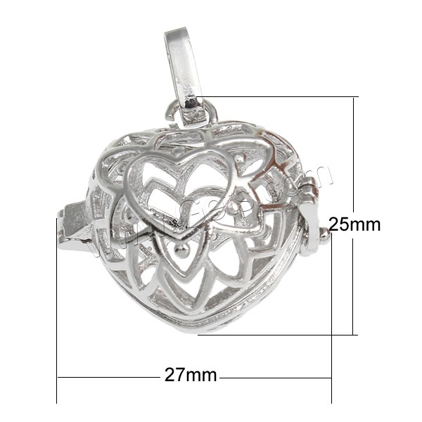 Pregnant Ball Locket Pendant, Brass, with brass bell, Heart, plated, with painted & hollow, more colors for choice, nickel, lead & cadmium free, 27x25x17mm, Hole:Approx 3x7mm, Sold By PC
