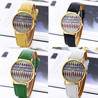 Women Wrist Watch, PU Leather, with Glass & Zinc Alloy, Chinese movement, plated, adjustable & with letter pattern & for woman nickel, lead & cadmium free, 40mm, 20mm Approx 8 Inch 