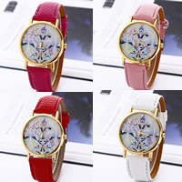 Women Wrist Watch, PU Leather, with Glass & Zinc Alloy, Chinese movement, plated, adjustable & for woman nickel, lead & cadmium free, 40mm, 20mm Approx 8 Inch 