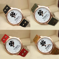 Women Wrist Watch, PU Leather, with Glass & Zinc Alloy, Chinese movement, plated, adjustable & with letter pattern & for woman & with rhinestone nickel, lead & cadmium free, 40mm, 20mm Approx 8 Inch 