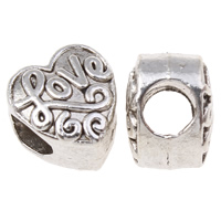 Zinc Alloy European Beads, Heart, word love, plated, without troll lead & cadmium free Approx 5mm, Approx 