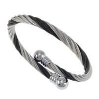Stainless Steel Bangle, plated, adjustable & two tone, 9.5mm, 5mm, Inner Approx Approx 6.5 Inch 