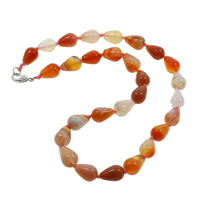 Red Agate Necklace, zinc alloy lobster clasp, Teardrop, natural Approx 18.5 Inch 