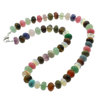 Gemstone Necklaces, zinc alloy lobster clasp, Rondelle, natural Approx 18 Inch 