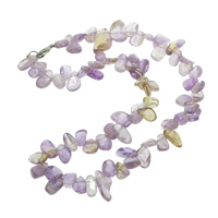 Purple Fluorite Necklace, zinc alloy lobster clasp, natural, 9-20mm Approx 17 Inch 