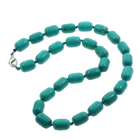 Turquoise Jewelry Necklace, Synthetic Turquoise, zinc alloy lobster clasp, Column, blue Approx 18 Inch 