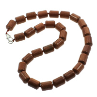 Goldstone Necklace, zinc alloy lobster clasp, Column, natural Approx 15.5 Inch 
