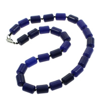 Dyed Marble Necklace, zinc alloy lobster clasp, Column, blue Approx 15.5 Inch 
