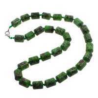 Ruby in Zoisite Necklace, zinc alloy lobster clasp, Column Approx 15.5 Inch 