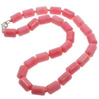 Rhodochrosite Necklace, zinc alloy lobster clasp, Column, natural Approx 15.5 Inch 