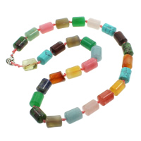 Gemstone Necklaces, zinc alloy lobster clasp, Column, natural Approx 15.5 Inch 