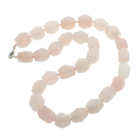 Rose Quartz Necklace, zinc alloy lobster clasp, natural, faceted Approx 18 Inch 