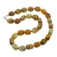 Crazy Agate Necklace, zinc alloy lobster clasp, natural, faceted Approx 18 Inch 