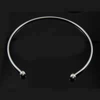 European Ball End Cuff Necklace, Stainless Steel, original color, 3mm, 10mm Approx 16 Inch 