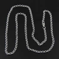 Cadena del collar de acero inoxidable, cadena Rolo, color original, 3.5x1.2mm, longitud:23.5 Inch, Vendido por Sarta